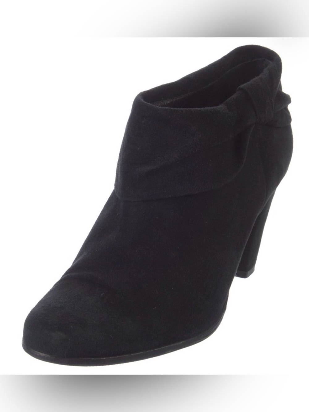 Kate Spade New York Nod Black Suede Bow Ruched Heel Booties 9.5 M